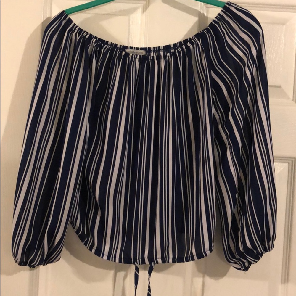 Navy and white striped top